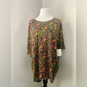 LuLaRoe Irma Tunic Style Top NWT Green Purple Orange Multicolor Paisley